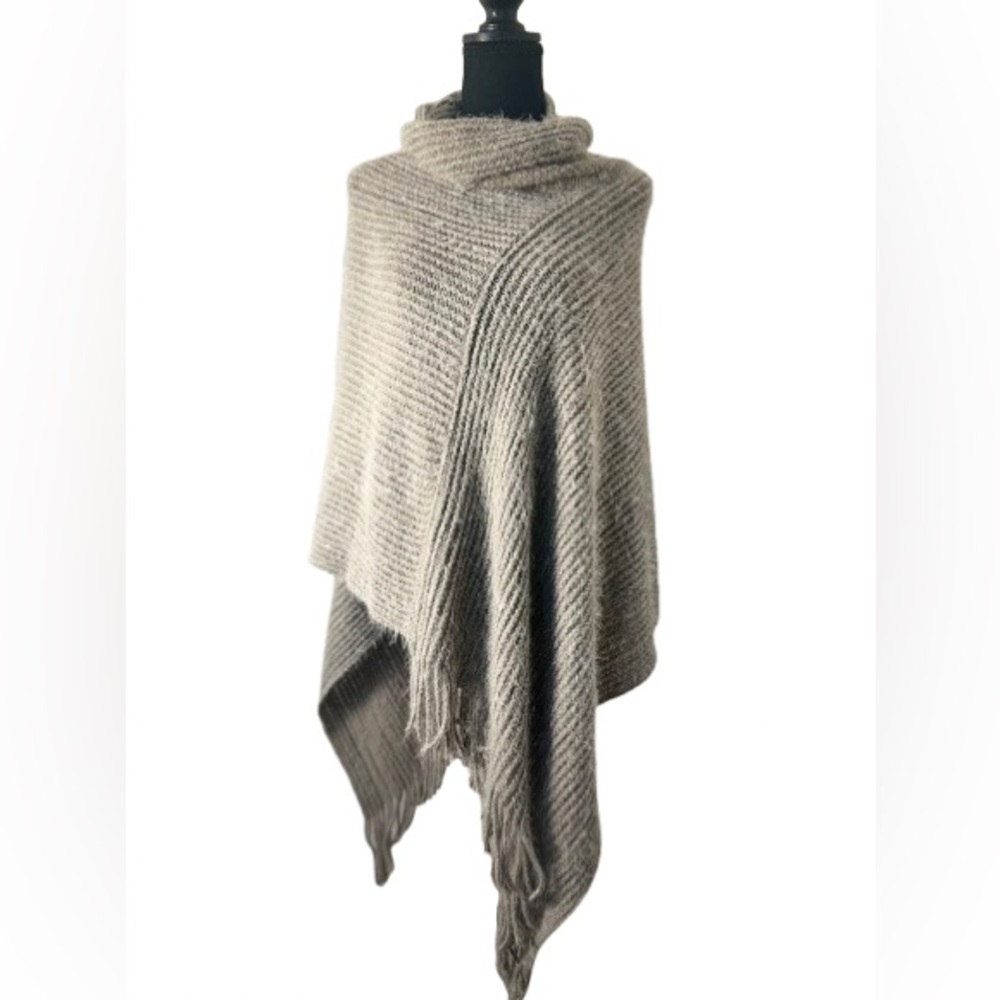 Signature Cowl Neck Poncho Sweater OS Boho